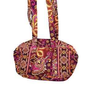 Vera Bradley Quilted Shoulder Bag in Magenta, Gold and Plum